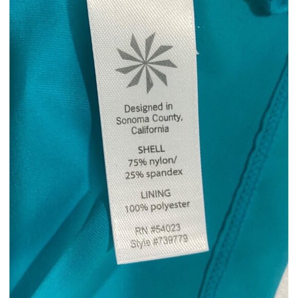 Athleta Strappy Back Ruched Swim Dress XS Teel Built-In Bra Lining Resort Cruis - Picture 3 of 11